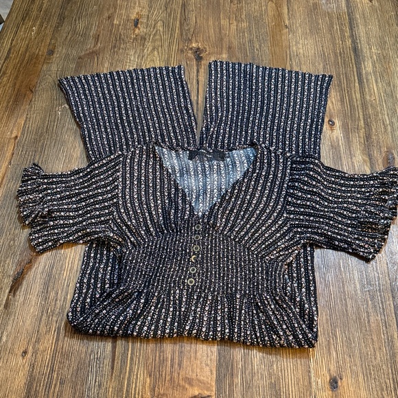 code x mode Pants - Black jumpsuit with floral accents